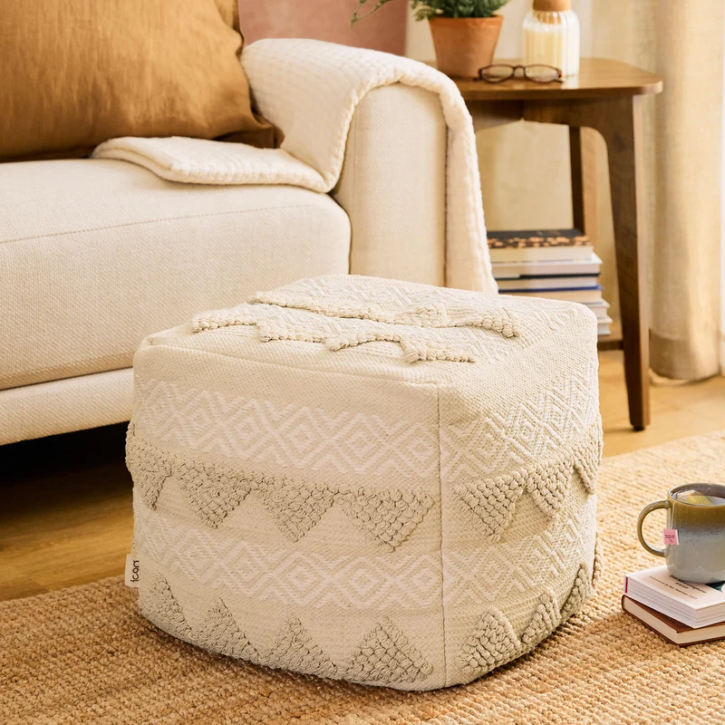 Cali Knotted Square Footstool - Natural