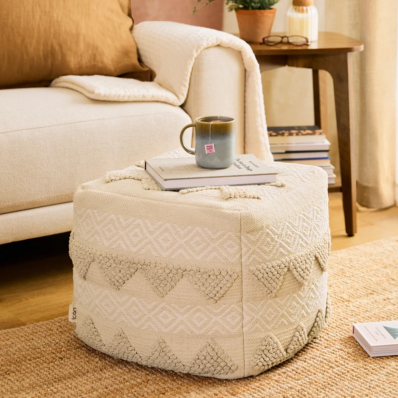 Cali Knotted Square Footstool - Natural