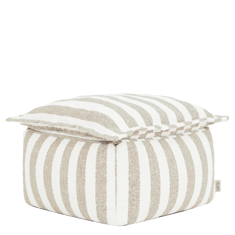 Sofia Stripe Bouclé-Fußhocker mit Polsterauflage - Natur