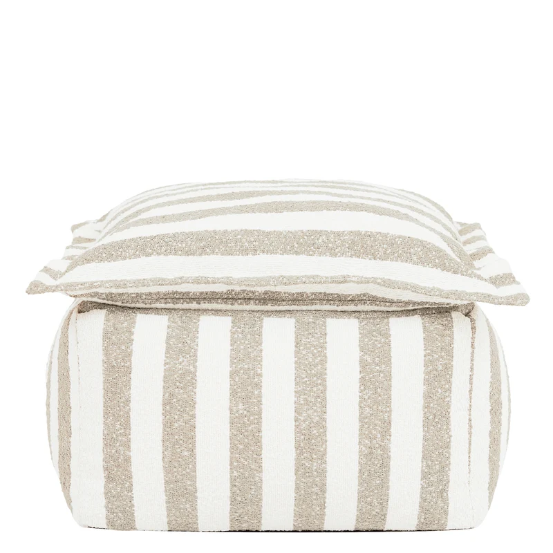Sofia Stripe Bouclé-Fußhocker mit Polsterauflage - Natur