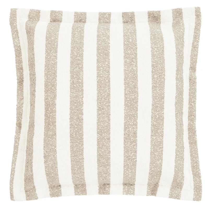 Sofia Stripe Bouclé-Fußhocker mit Polsterauflage - Natur