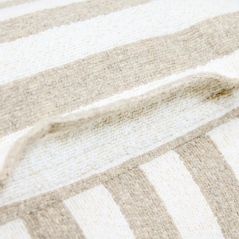 Sofia Stripe Bouclé-Fußhocker mit Polsterauflage - Natur