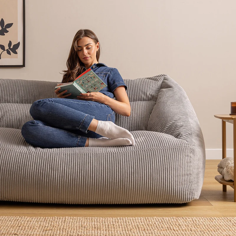 Cecilia Jumbo Cord Bean Bag Sofa - Grey