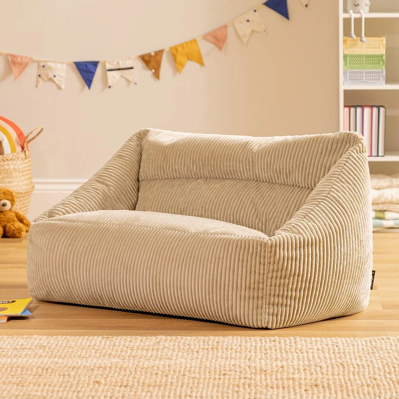 Cecilia Kinder-Sofa mit Sitzsack, Cord, Steingrau