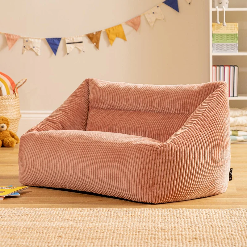 Cecilia Kinder-Sofa und Sitzsack, Cord, Morgenrosa