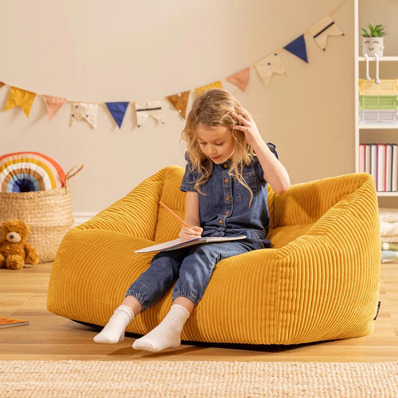 Cecilia Sitzsack-Sofa für Kinder, Cord, Ockerfarben