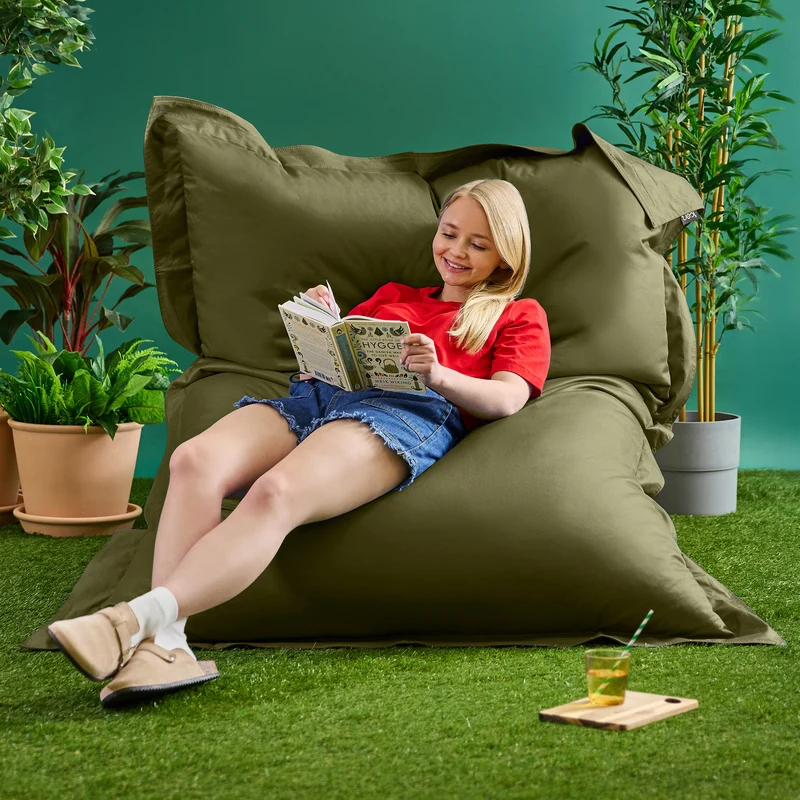 Bazaar Bag® Riesen-Sitzsack für drinnen und draußen – Khakigrün