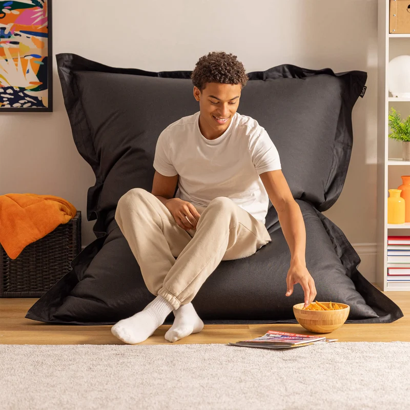 Bazaar Bag® Indoor-Outdoor Riesen-Sitzsack – Schwarz