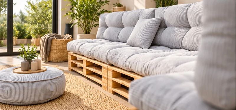 Palettenkissen OSLO CORD – gesteppte Kissen für Palettenmöbel – Indoor