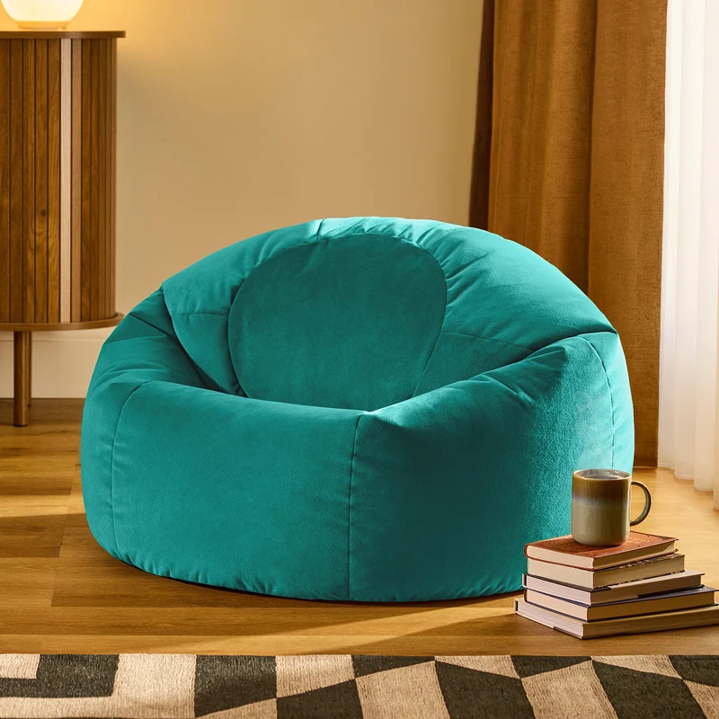 Kingston Samt Klassischer Sitzsack – Petrol