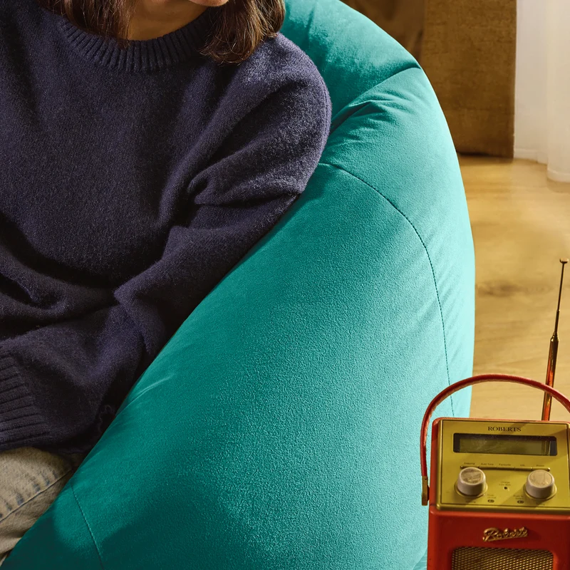 Kingston Samt Klassischer Sitzsack – Petrol