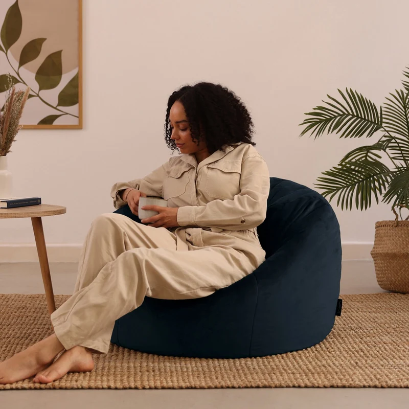 Kingston Samt Klassischer Sitzsack - Mitternachtsblau