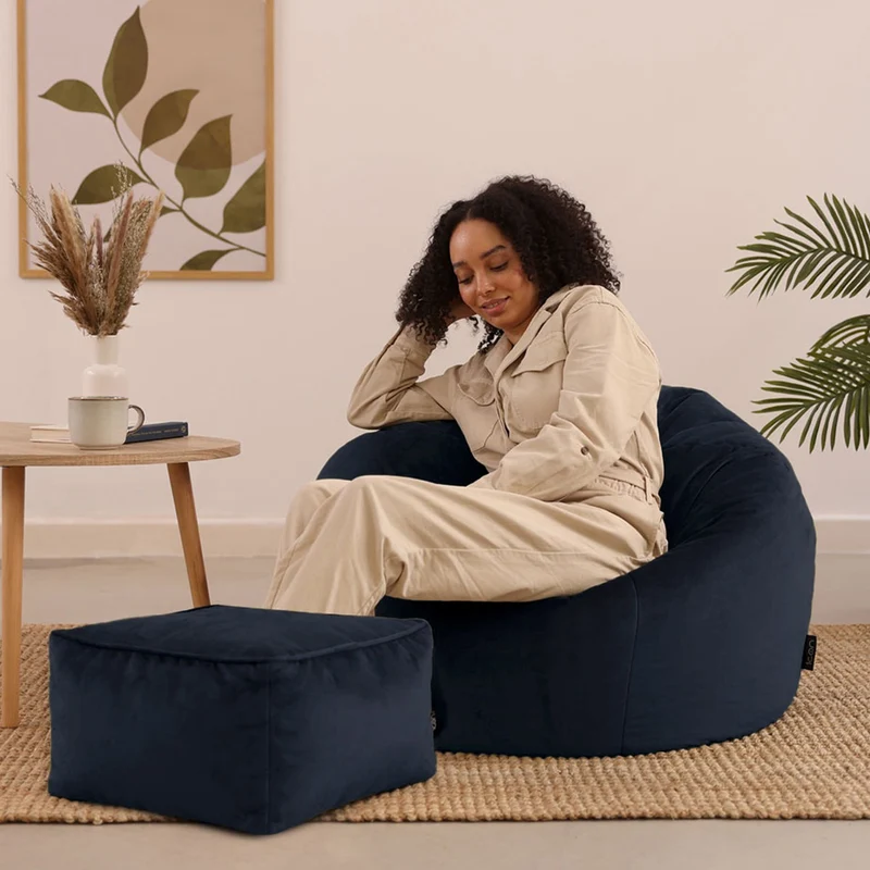 Kingston Samt Klassischer Sitzsack - Mitternachtsblau
