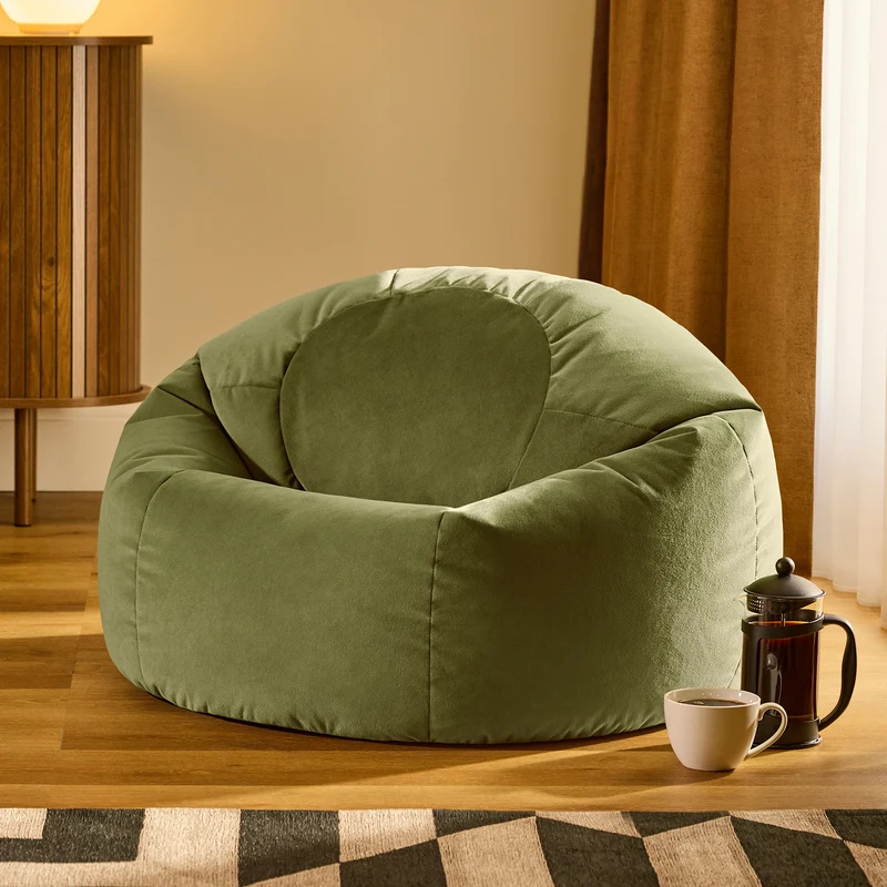 Kingston Velvet Klassischer Sitzsack - Olive