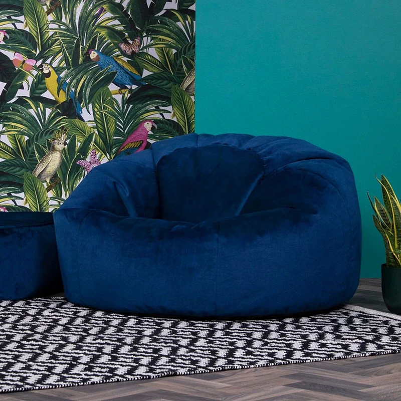 Kingston Velvet Klassischer Sitzsack - Marineblau