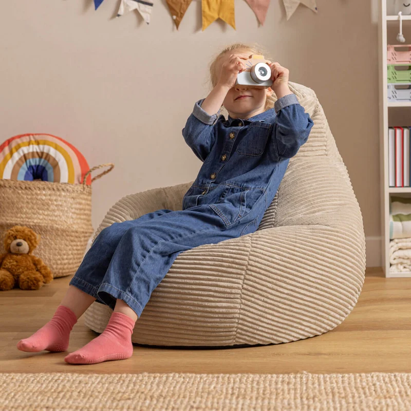 Dalton Sessel-Sitzsack für Kinder, Cord, Natur