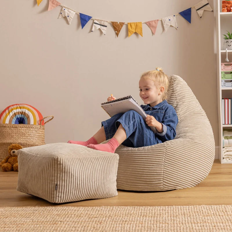 Dalton Sessel-Sitzsack für Kinder, Cord, Natur