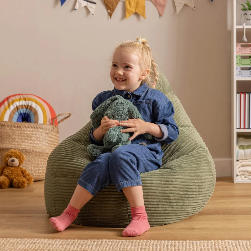 Dalton Sessel-Sitzsack für Kinder, Cord, Salbeigrün