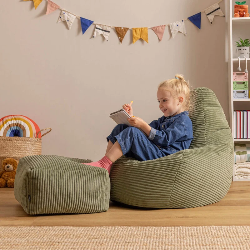 Dalton Sessel-Sitzsack für Kinder, Cord, Salbeigrün