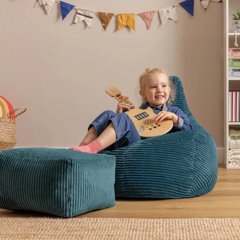 Dalton Sessel-Sitzsack für Kinder, Cord, Blaugrün