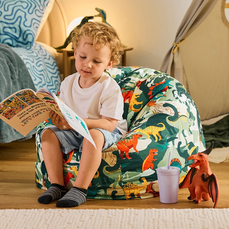 Klassischer Sitzsack für Kinder mit Dinosaurier-Aufdruck - Grün