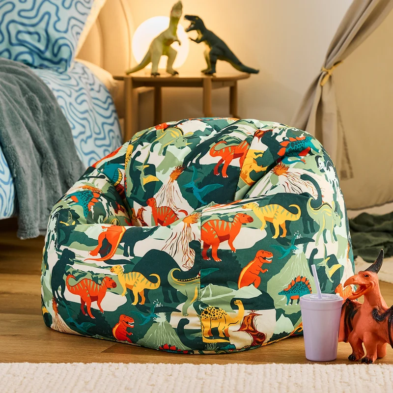 Klassischer Sitzsack für Kinder mit Dinosaurier-Aufdruck - Grün