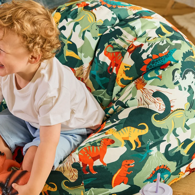 Klassischer Sitzsack für Kinder mit Dinosaurier-Aufdruck - Grün