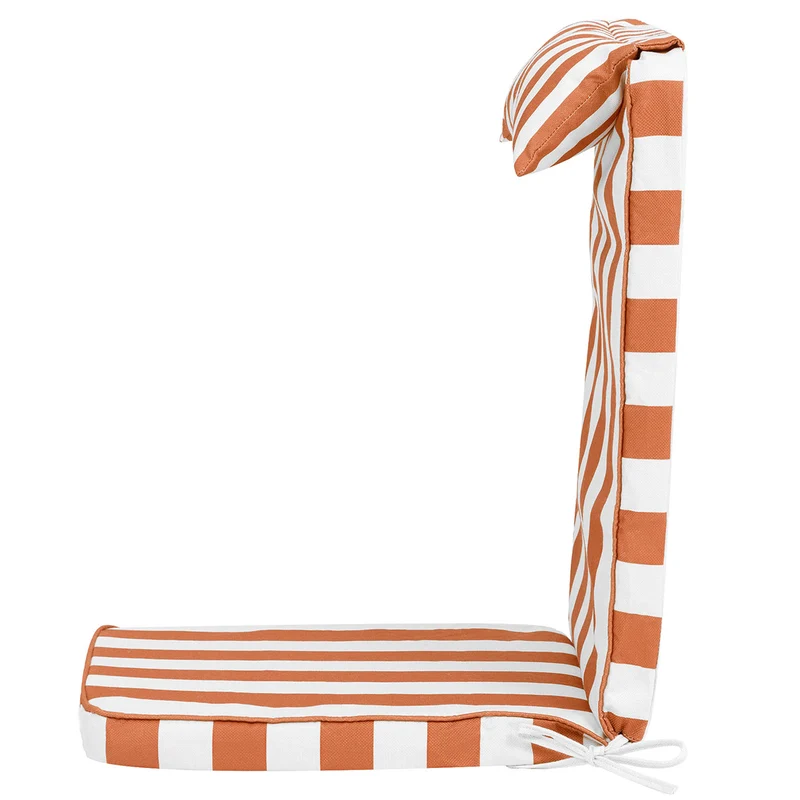 Gestreiftes Outdoor-Hochlehner-Sitzkissen – Oranger Streifen