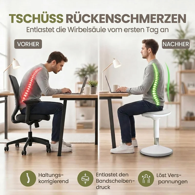 Ergonomischer Stehhocker 35-45cm - Höhenverstellbare Stehhilfe
