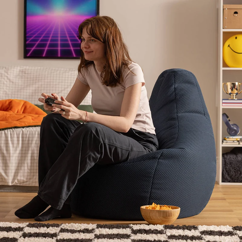 Gaming Recliner Sitzsack, Performance-Mesh, Marineblau