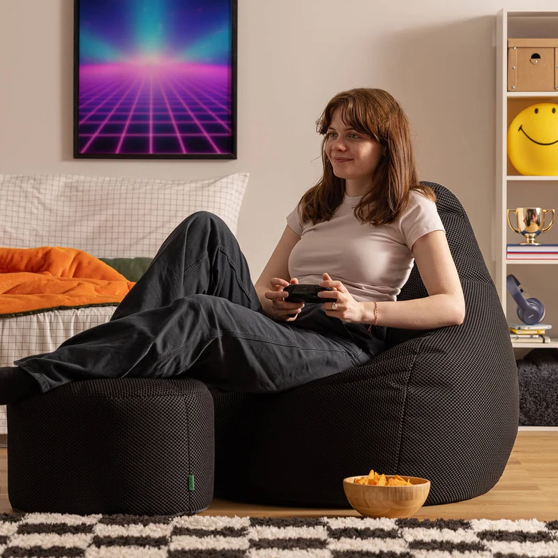Gaming Sessel-Sitzsack, Performance-Mesh, Mitternachtsschwarz