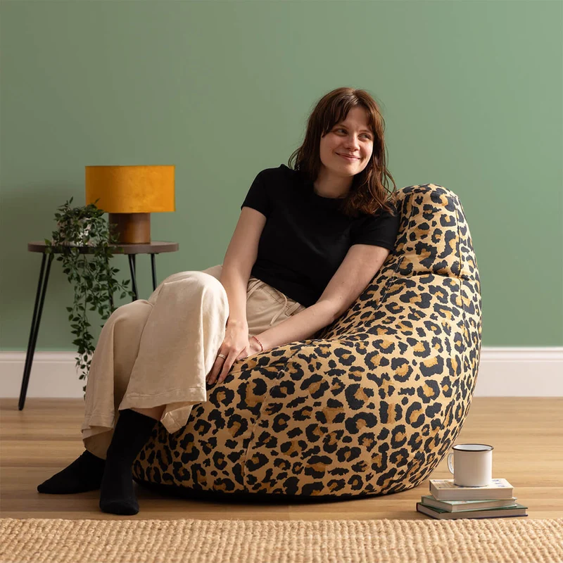 Dalton Gewebter Recliner Sitzsack, Leoparden-Print, Mehrfarbig