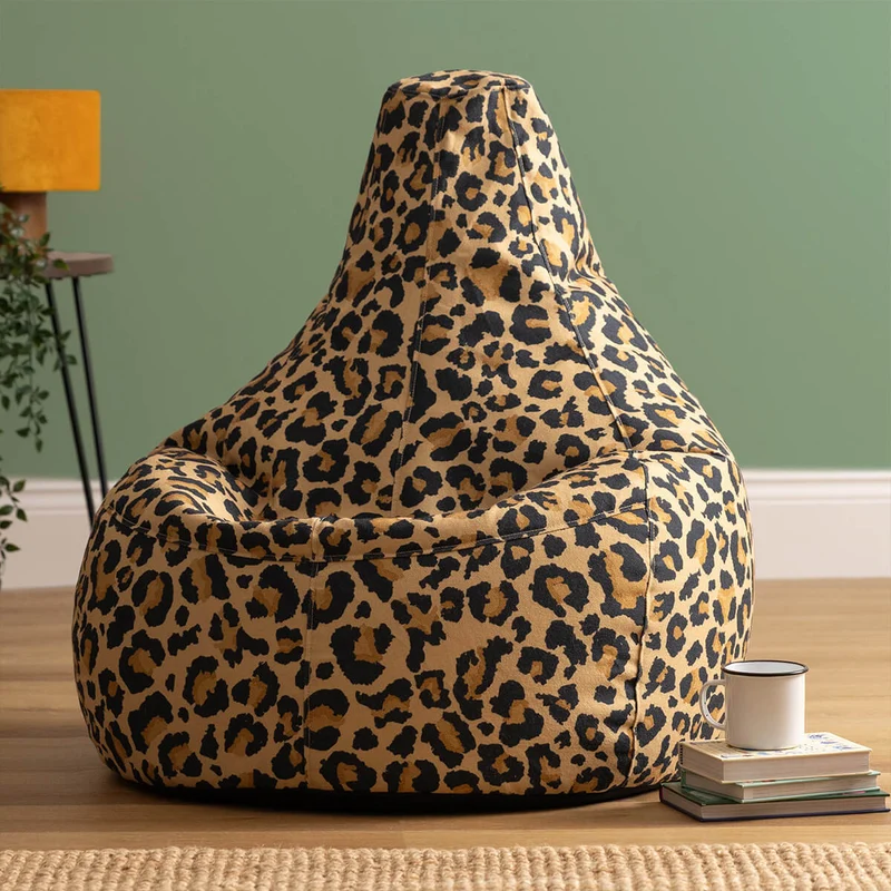 Dalton Gewebter Recliner Sitzsack, Leoparden-Print, Mehrfarbig