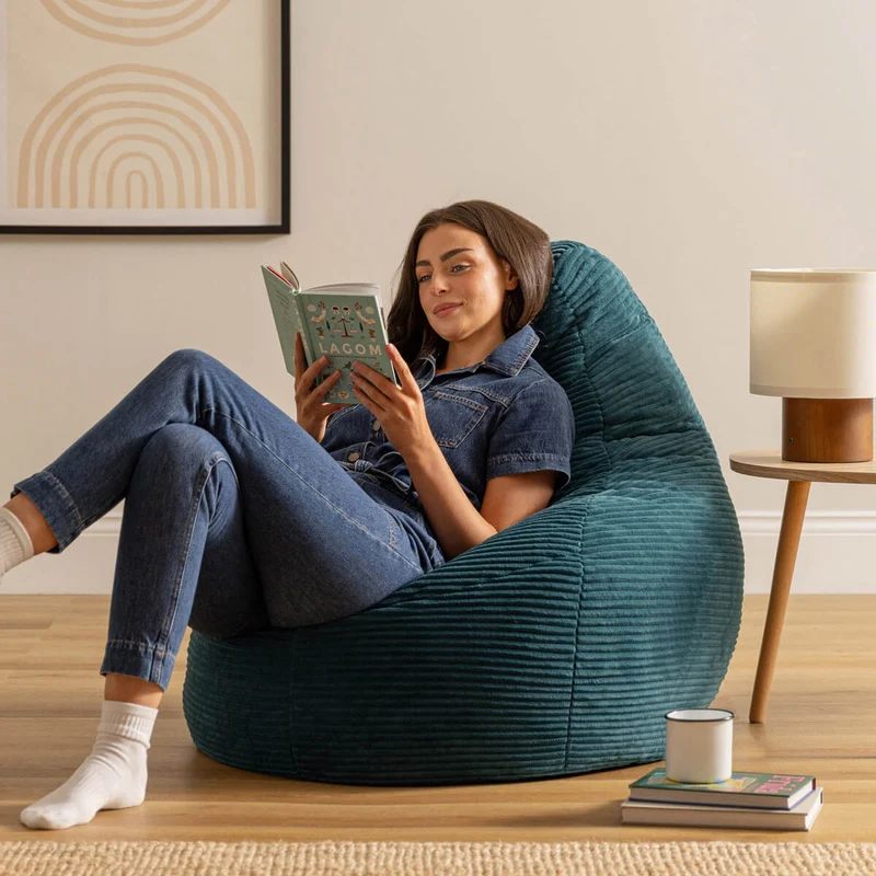 Dalton Recliner Sitzsack, Cord, Blaugrün
