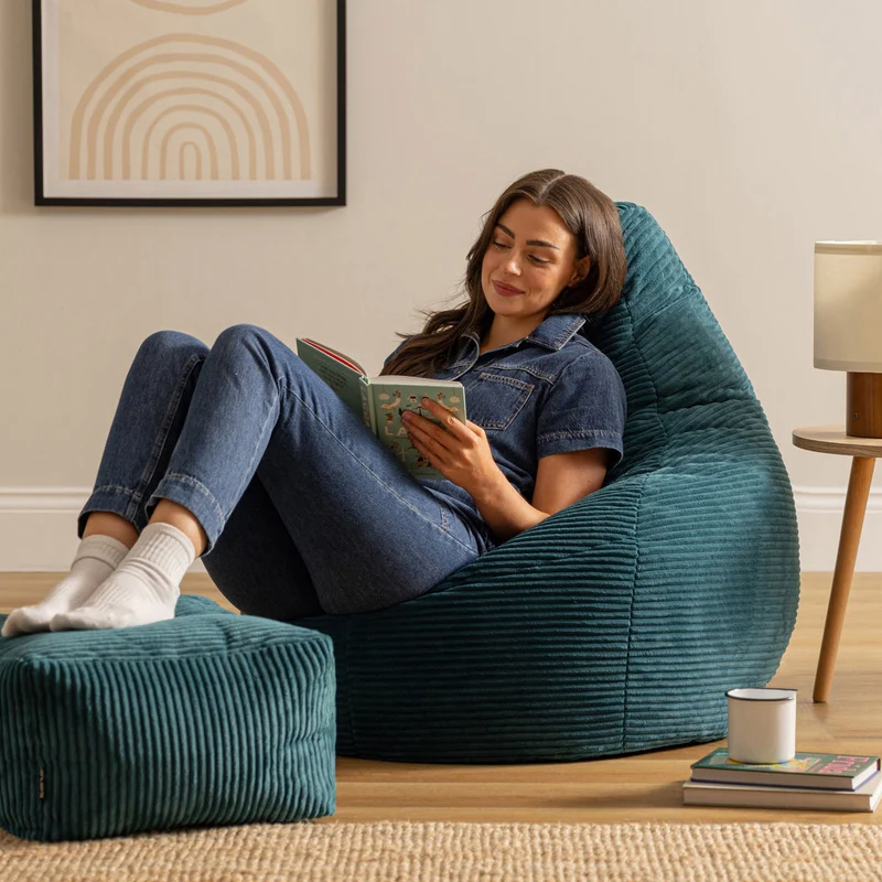 Dalton Recliner Sitzsack, Cord, Blaugrün