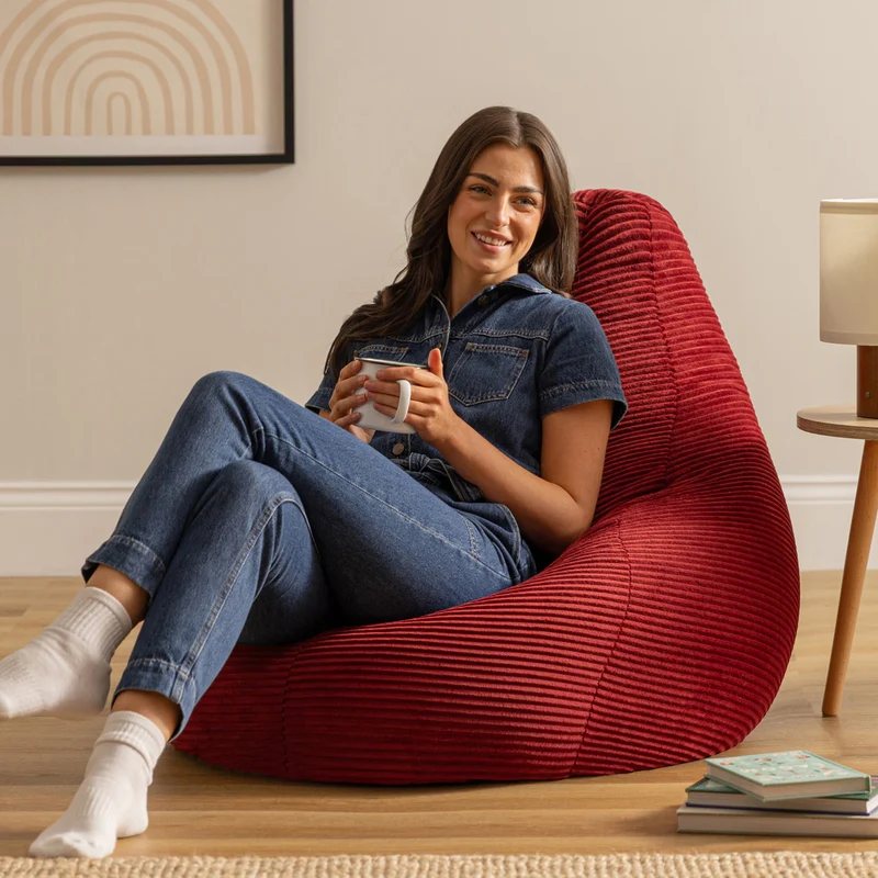 Dalton Recliner Sitzsack, Cord, Burgunderrot