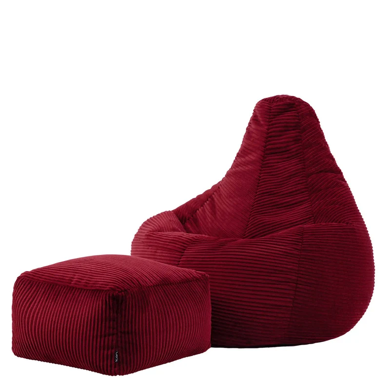 Dalton Recliner Sitzsack, Cord, Burgunderrot