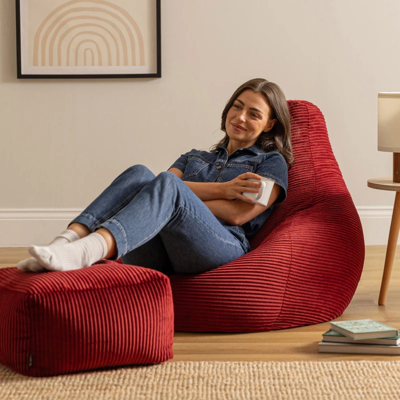 Dalton Recliner Sitzsack, Cord, Burgunderrot