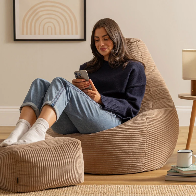 Dalton Recliner Sitzsack, Cord, Mokka-Braun