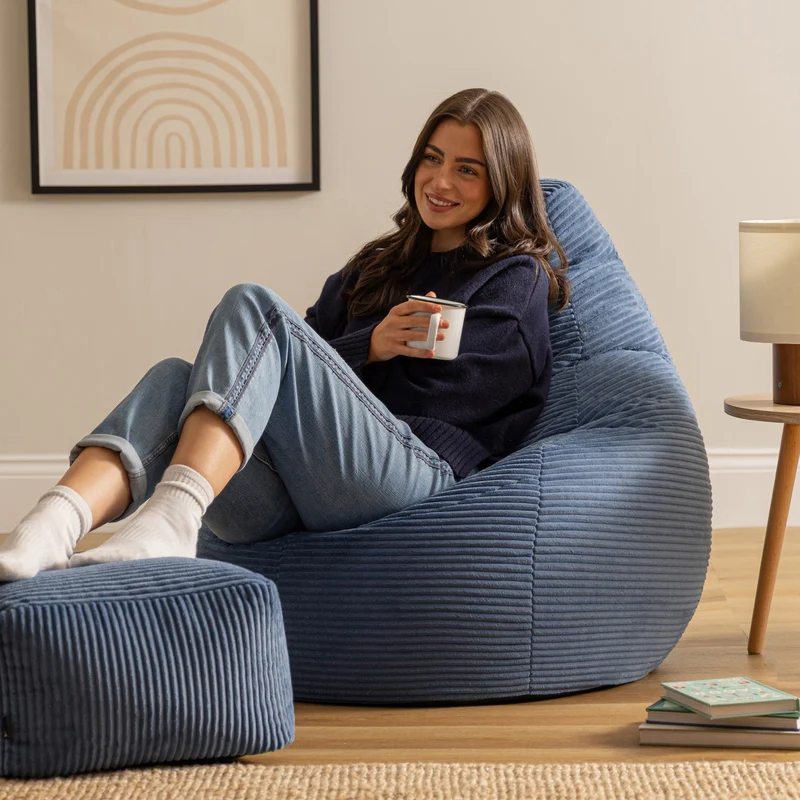 Dalton Sitzsack mit Rückenlehne, Cord, Denimblau