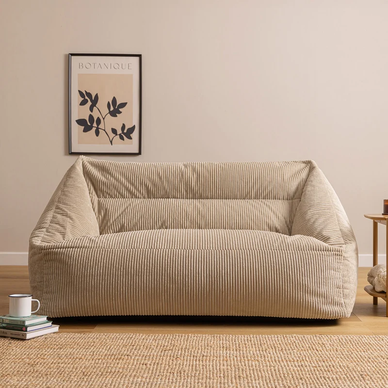 Cecilia Jumbo Cord Bean Bag Sofa - Stone