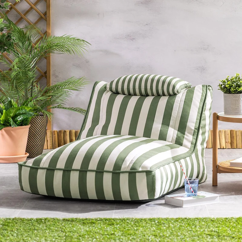 Nova Gewebter Gestreifter Lounger, Grün