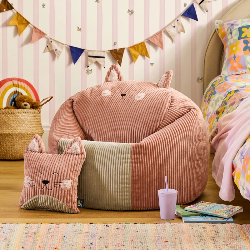 Sitzsack und Kissen Cleo Katze für Kinder – Dämmerungsrosa