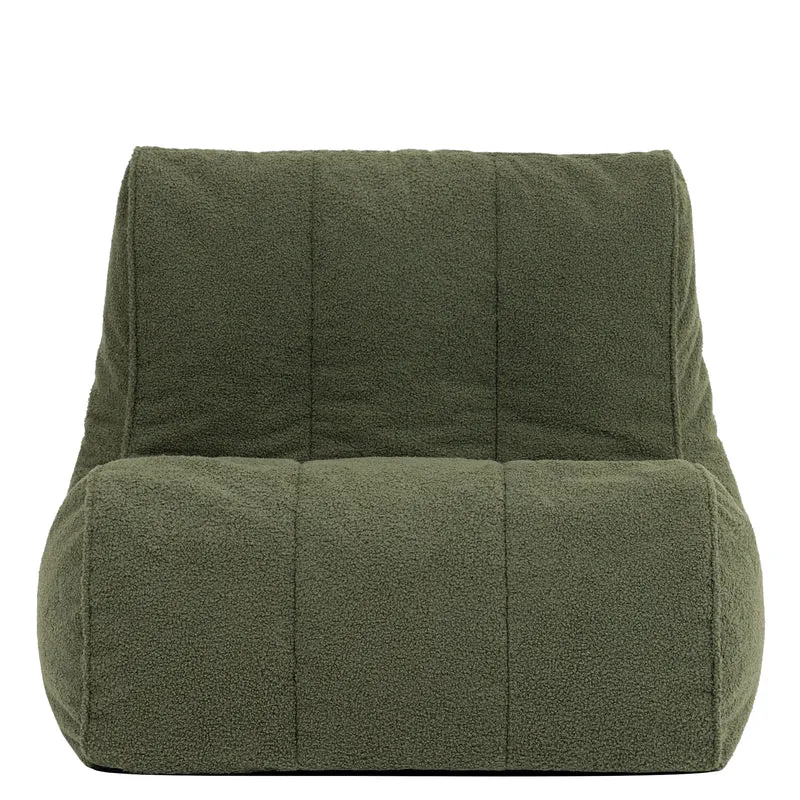 Swoop Bouclé Akzentsessel Sitzsack – Olivgrün
