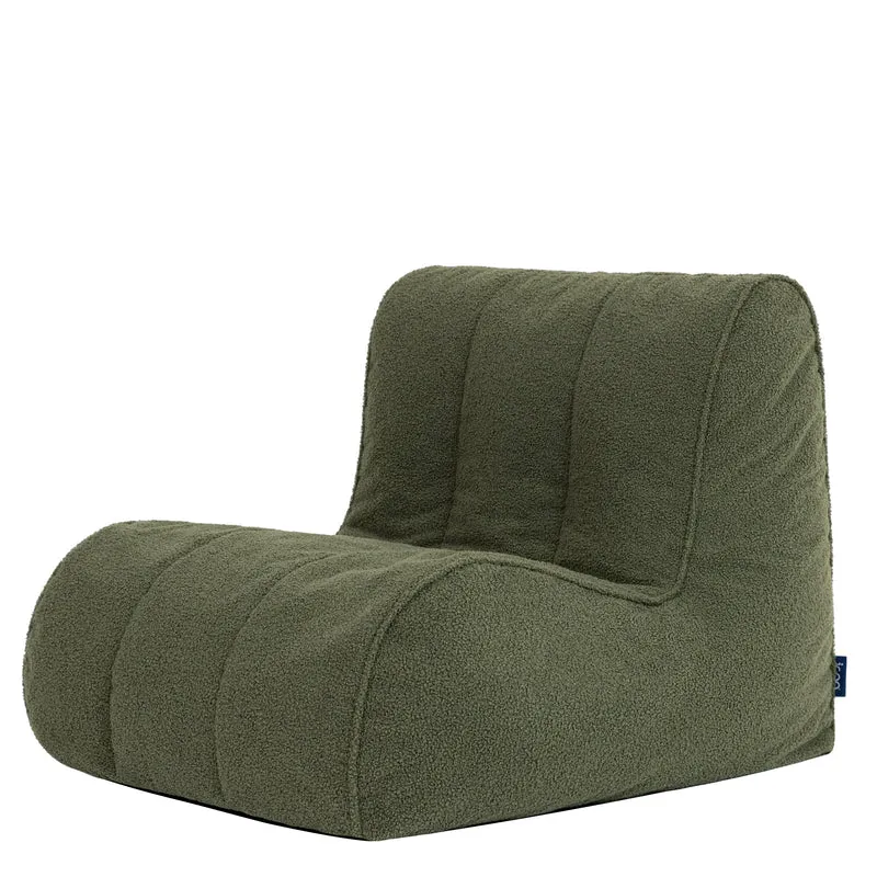Swoop Bouclé Akzentsessel Sitzsack – Olivgrün