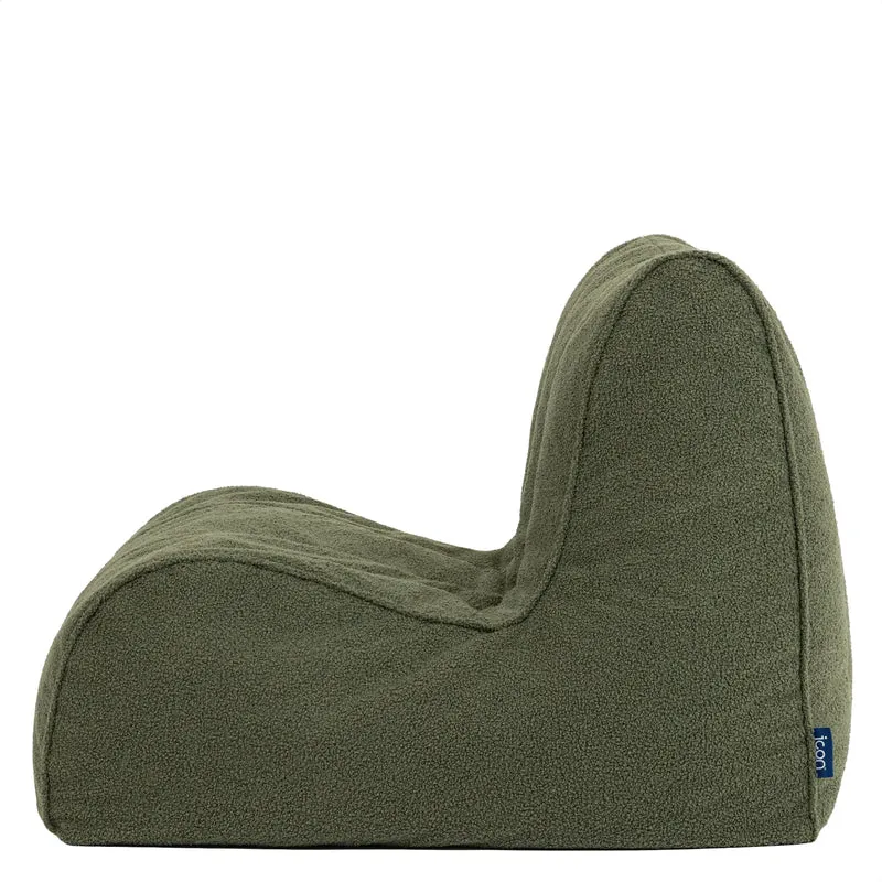 Swoop Bouclé Akzentsessel Sitzsack – Olivgrün