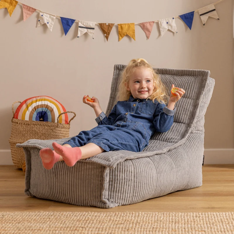 Dolce Kinder-Loungesessel, Cord, Hellgrau