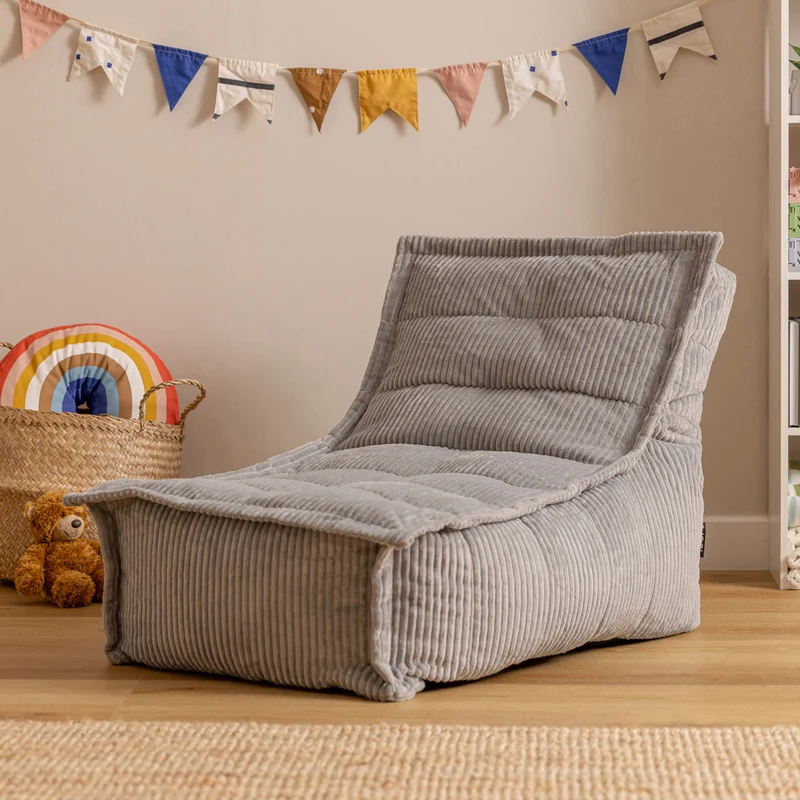 Dolce Kinder-Loungesessel, Cord, Hellgrau