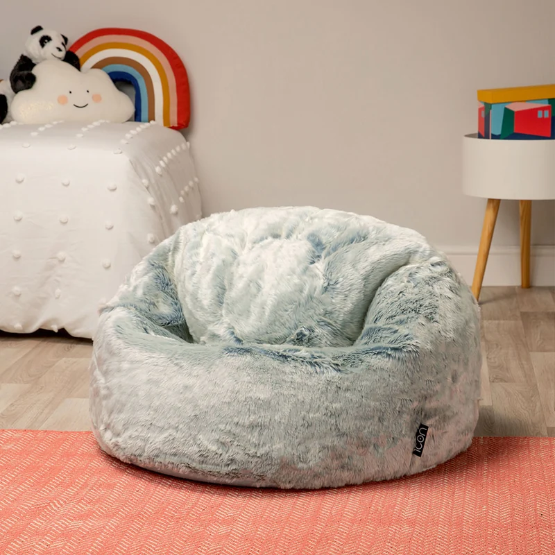 Kinder Kingston Luxus-Sitzsack aus Kunstfell – Hellblau