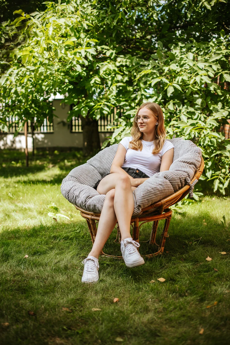 Rundes Cordkissen für Papasan-Sessel